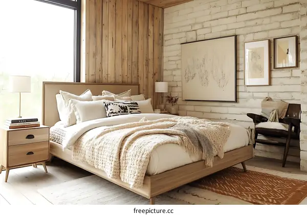 Cozy Modern Bedroom with Wood Accents