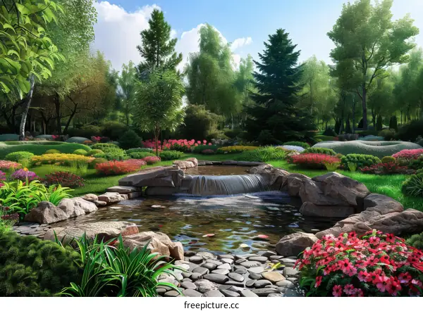 Beautiful Garden Landscape Design Illustration