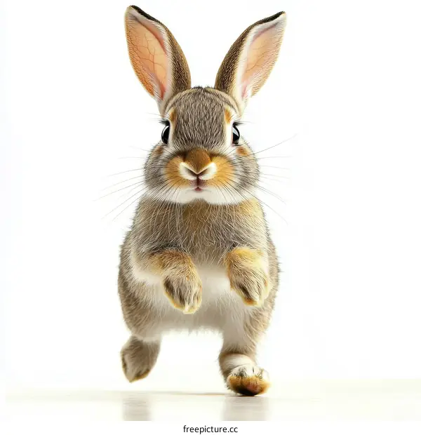 Adorable Baby Rabbit in Mid-Air Leap