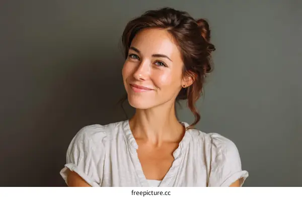 Portrait of a Woman with a Smiling Expression