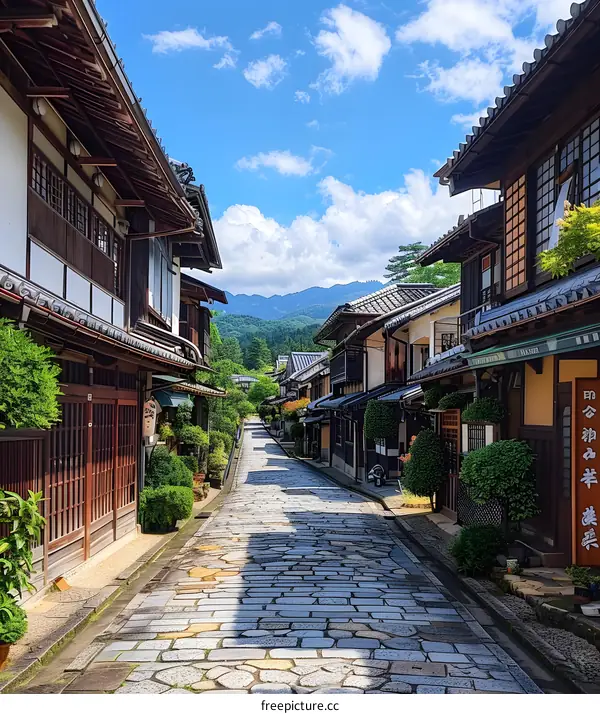 Stone paved street in the old town of Otaru, Hokkaido, Japan