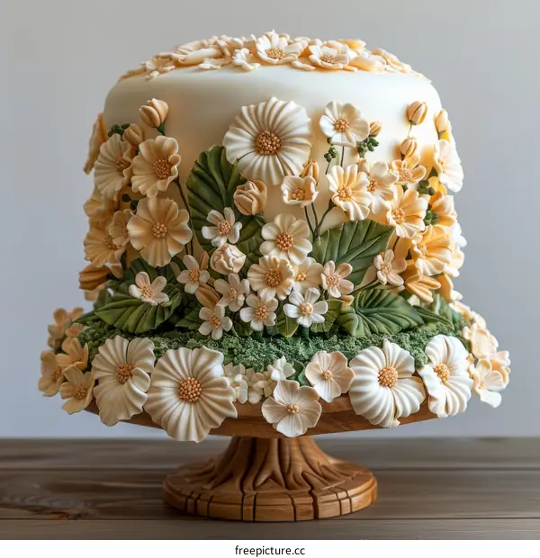 Celebration Cake with Floral Sugar Decoration