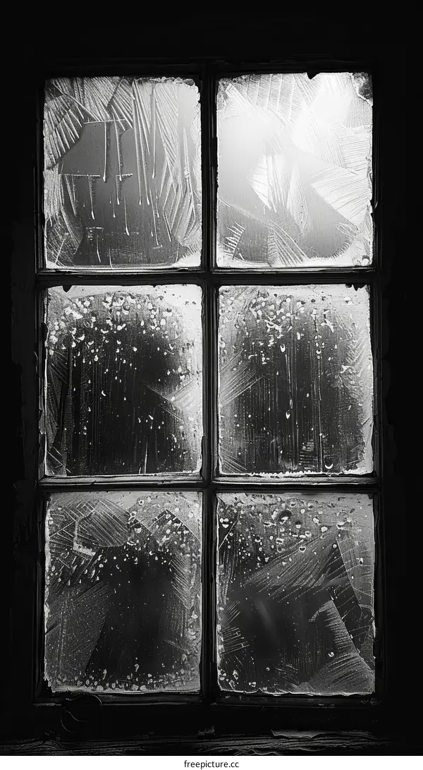 Frost-Covered Window: A Black and White Study