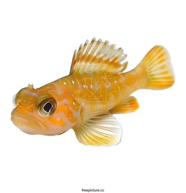 [Transparent Background PNG]A small orange fish with a large head and a long dorsal fin