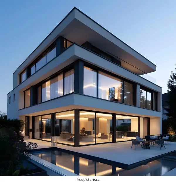 Modern Luxury Home with Pool and Large Windows