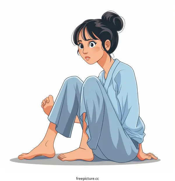 Illustration of a girl sitting on the floor
