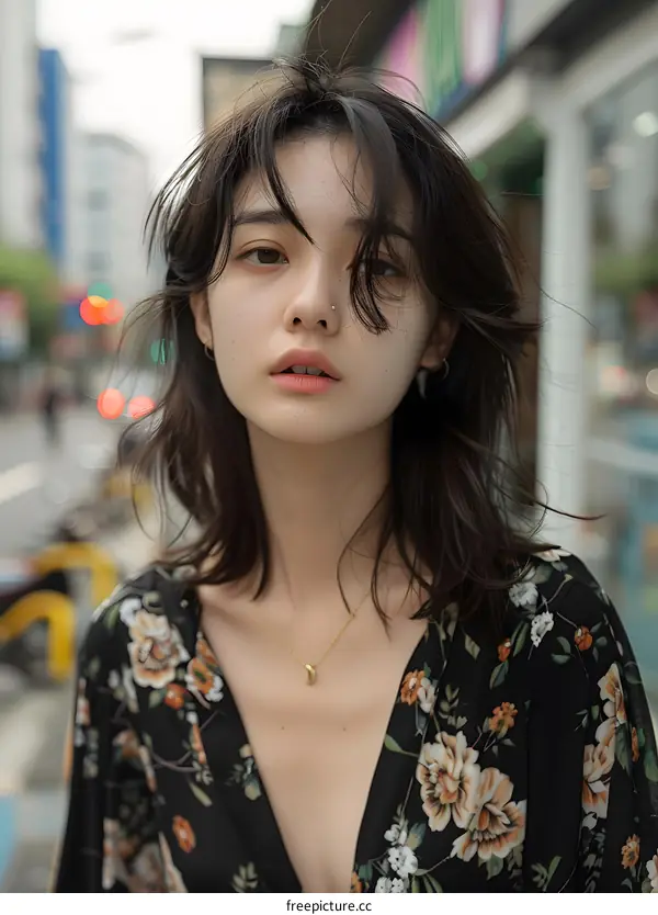 Portrait of a young Asian Woman outdoors