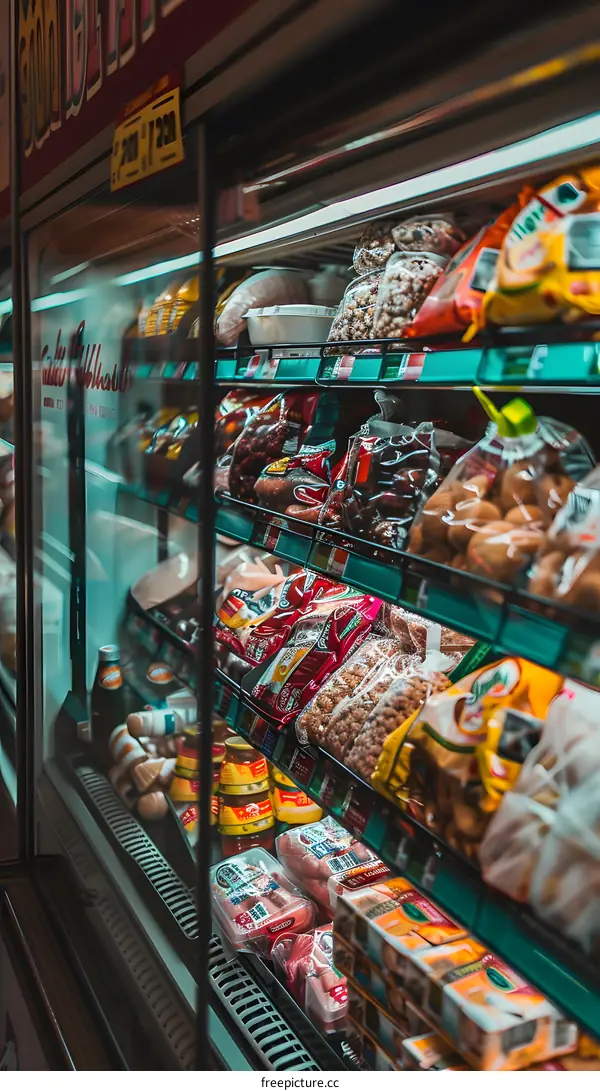 Grocery Store Refrigeration Display of Food Products