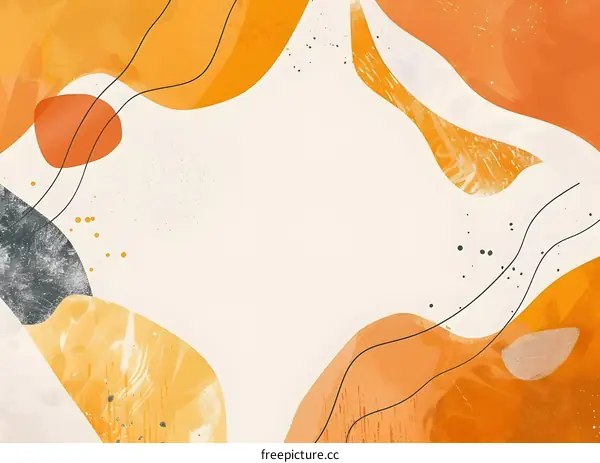 Abstract Watercolor Background with Orange and Yellow Shapes