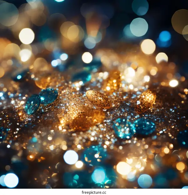 Golden and blue glitter background