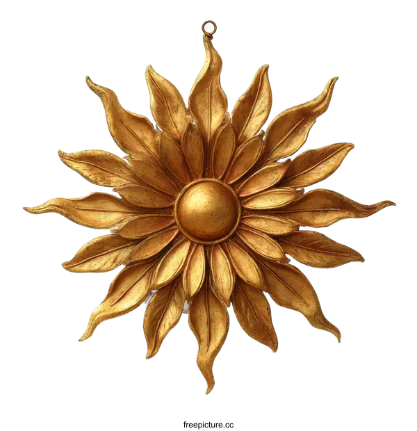 [Transparent Background PNG]Golden Sunburst Ornament Decorative Art