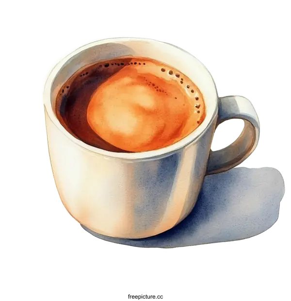 [Transparent Background PNG]Watercolor Illustration of a Coffee Cup