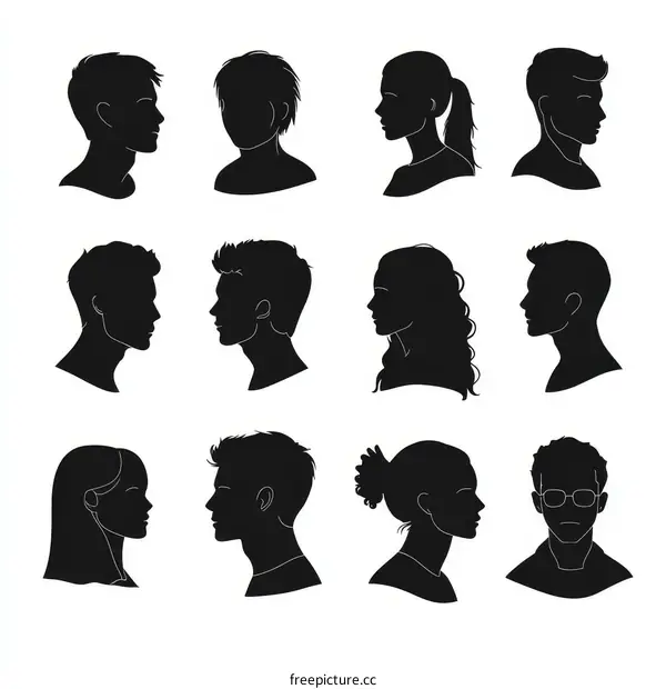 Profile Silhouettes of Diverse People