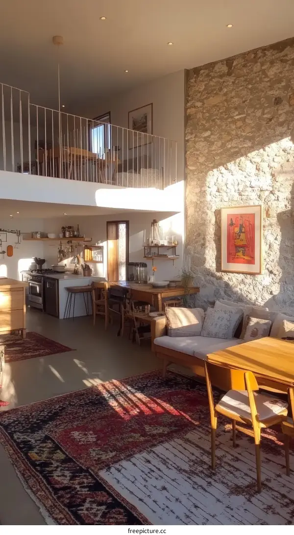 Rustic Modern Open-Plan Living Room Design