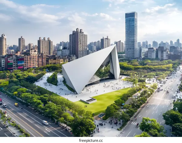 Modern Architecture in a City Park