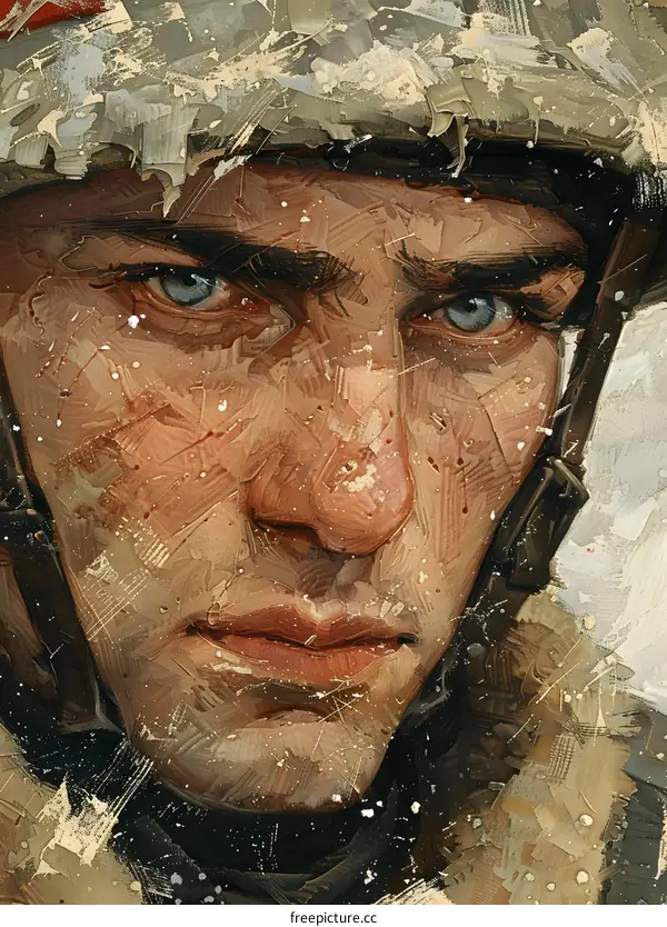 Portrait of a soldier with a helmet