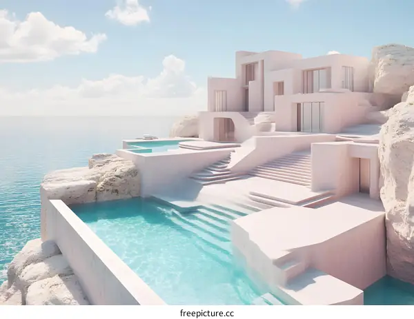 Modern Minimalist House With Pool On Cliffside