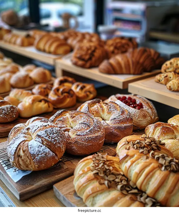 Assorted Pastries on Showcase in a Bakery