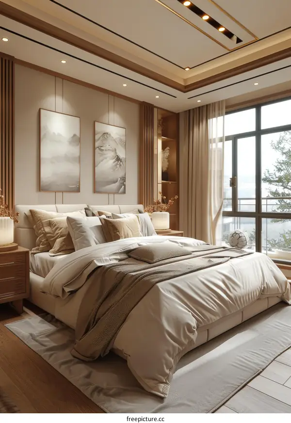 Modern Beige Bedroom Interior Design