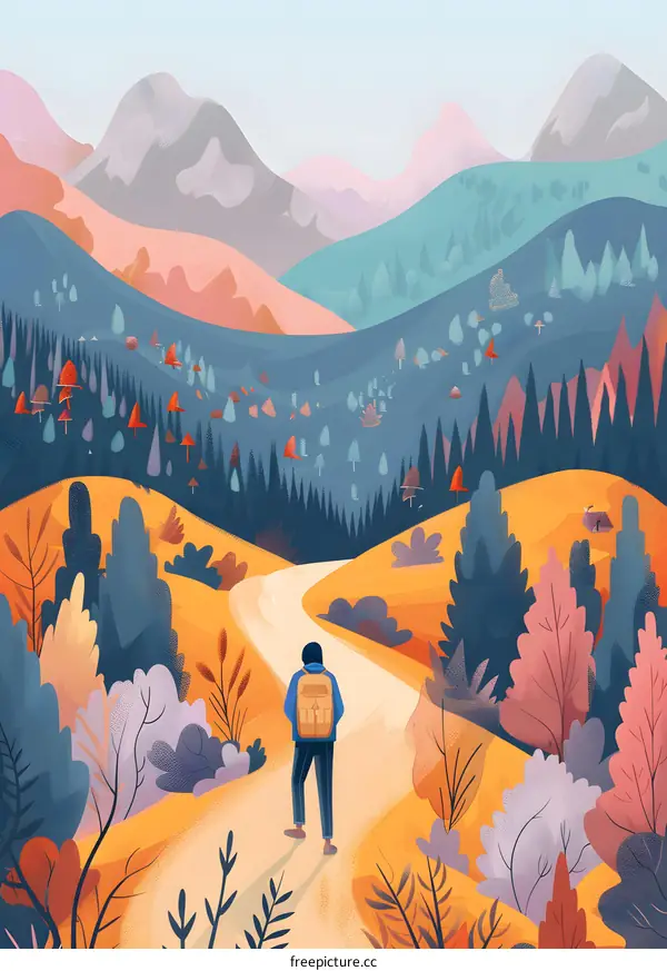 A Man Hiking in the Mountains With a Backpack