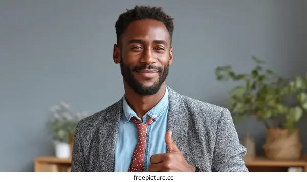 Confident African Man Giving Thumbs Up