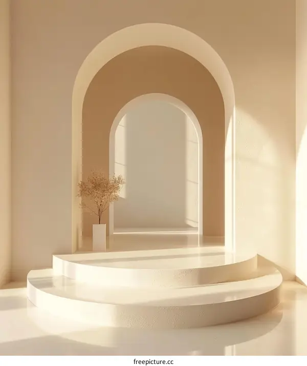 Minimalist Podium with Plant