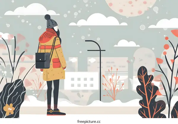 Woman in Winter Coat Standing in the Snow