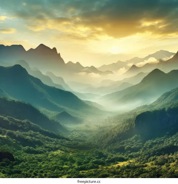 Misty Jungle Mountain Landscape