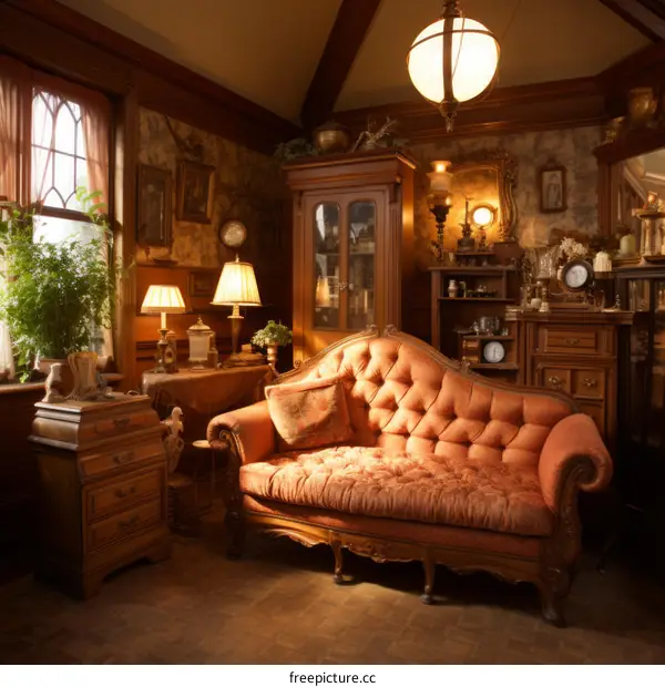 ornate living room with vintage furniture