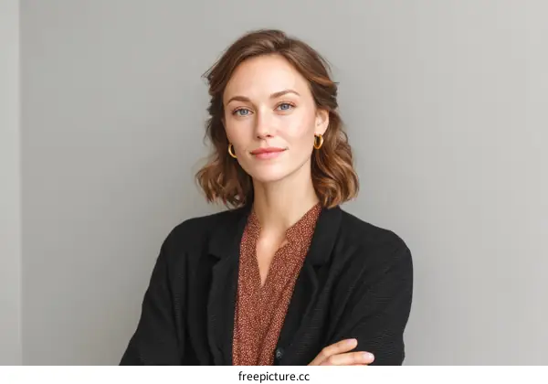 Confident Caucasian Woman Portrait Studio Shot