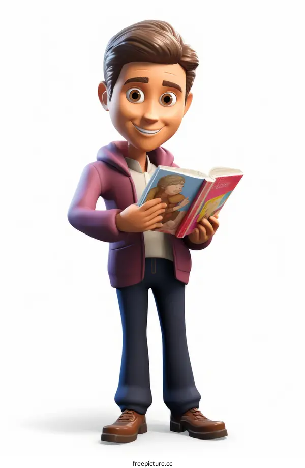 Boy Reading a Book Illustration