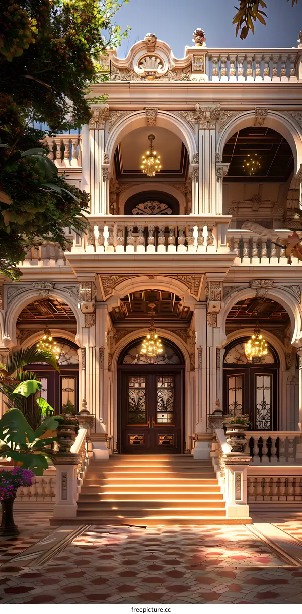 Elegant Victorian Style Mansion Entrance