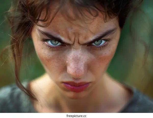 Close-up portrait of an angry young woman