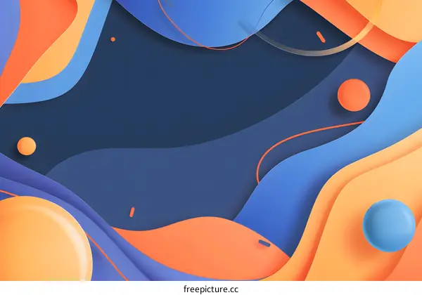 Abstract Colorful 3D Paper Cut Background With Blue And Orange Shapes