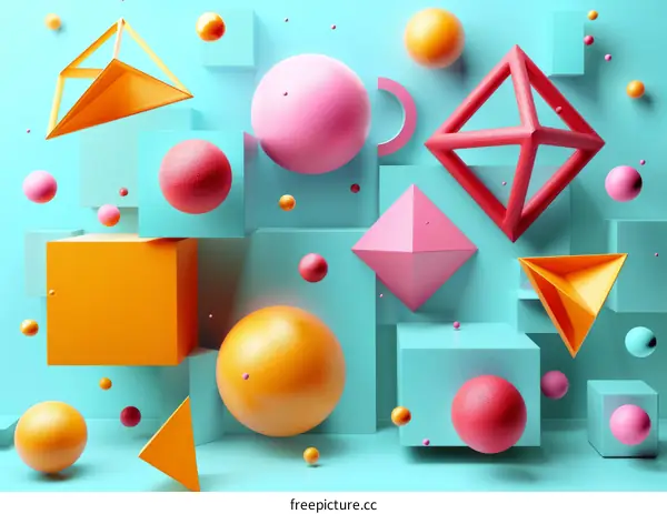 Colorful 3D Shapes Composition