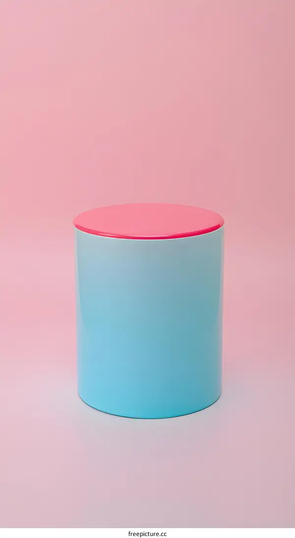 Blue and Pink Cylinder On Pink Background