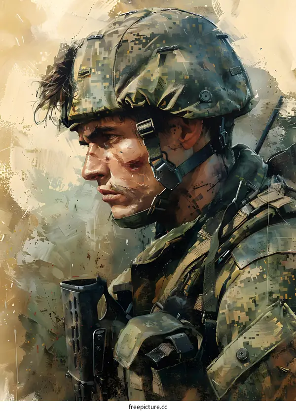 Portrait of a soldier in military uniform