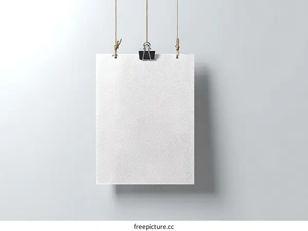Blank White Paper Mockup Hanging on String