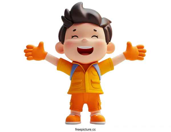 [Transparent Background PNG]Cheerful 3D Character of a Boy
