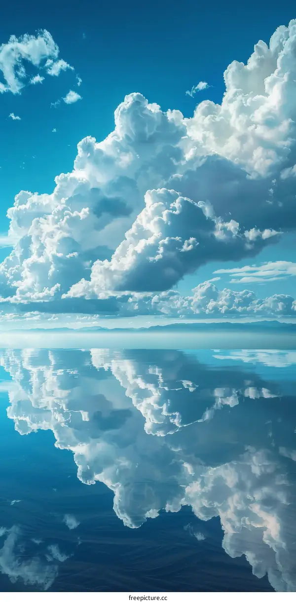 Mirrored Clouds in Blue Sky over Water