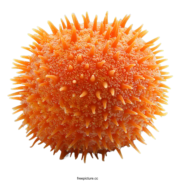 [Transparent Background PNG]A 3D rendering of a spiky orange ball