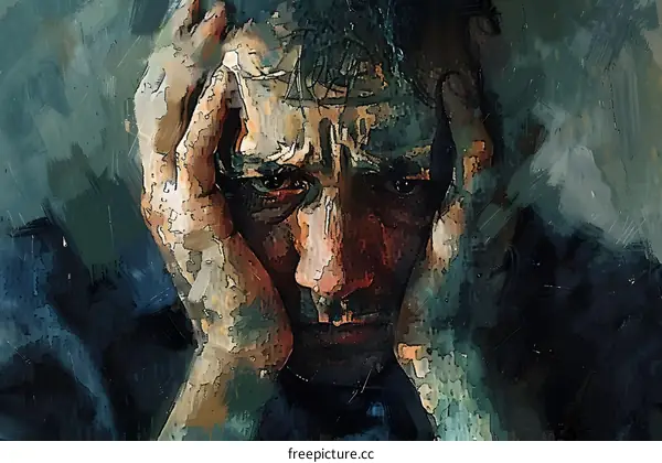 Man holding his head in despair