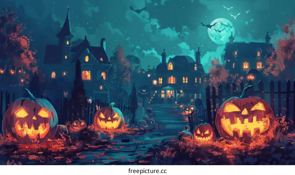Spooky Halloween Night in a Haunted Village
