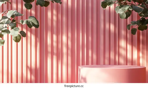 Pink Minimalist Product Display Background with Plants