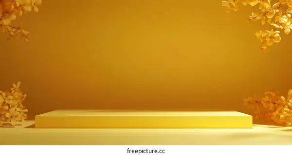 Yellow Product Display Stand with Floral Accents