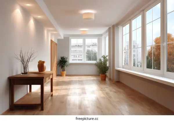 Spacious Modern Interior with Large Windows