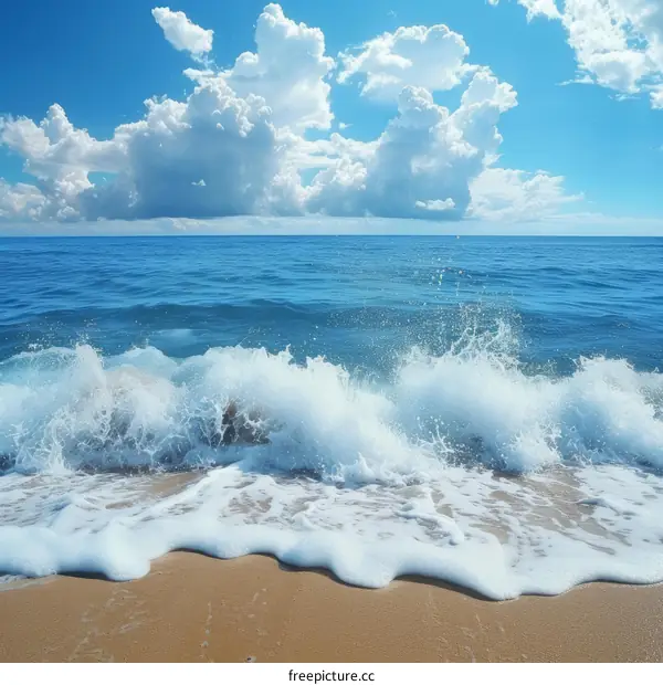 Beautiful beach with blue sky and sea