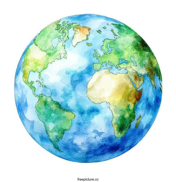 [Transparent Background PNG]Watercolor Illustration of Earth