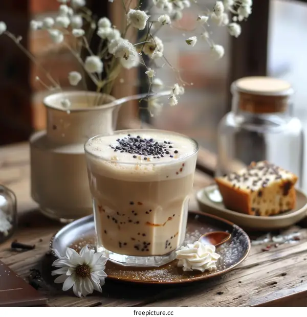Coffee Shop Still Life: Latte Art and Sweet Treats