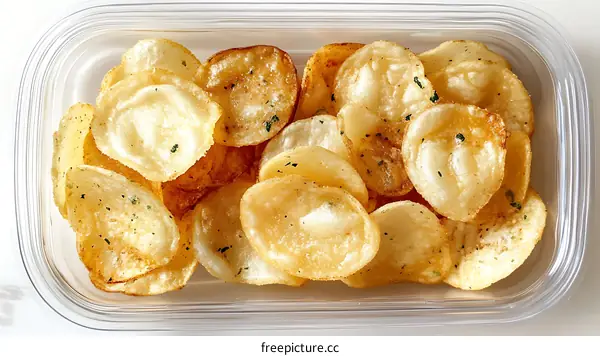 Crispy Potato Chips in a Container